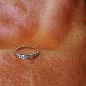 Ladies size 6.75 White Gold multi CZ gemstone band